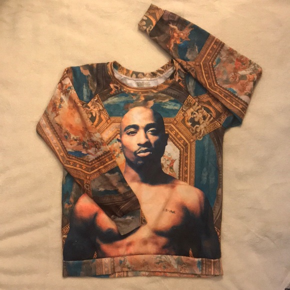TUPAC Amaru/AWA Womens Crewneck Graphic Top - Picture 7 of 8